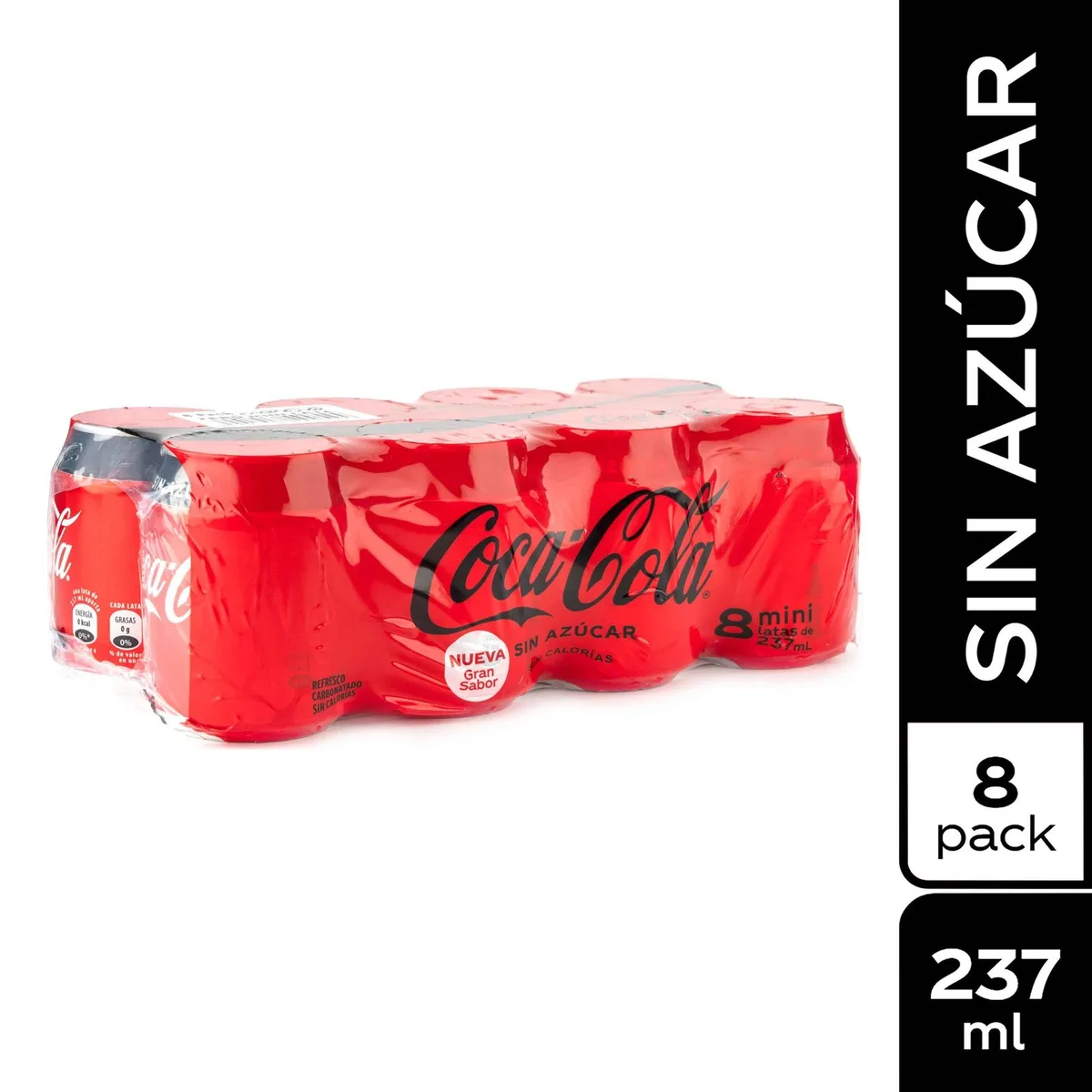 Gaseosa  Coca-Cola Sin Azúcar Mini Lata 8 Pack – 237ml