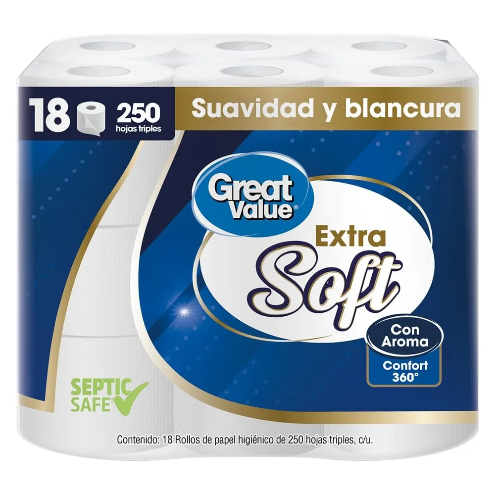 Papel Higiénico Great Value Triple Hoja Extra Suave – 18 Rollos