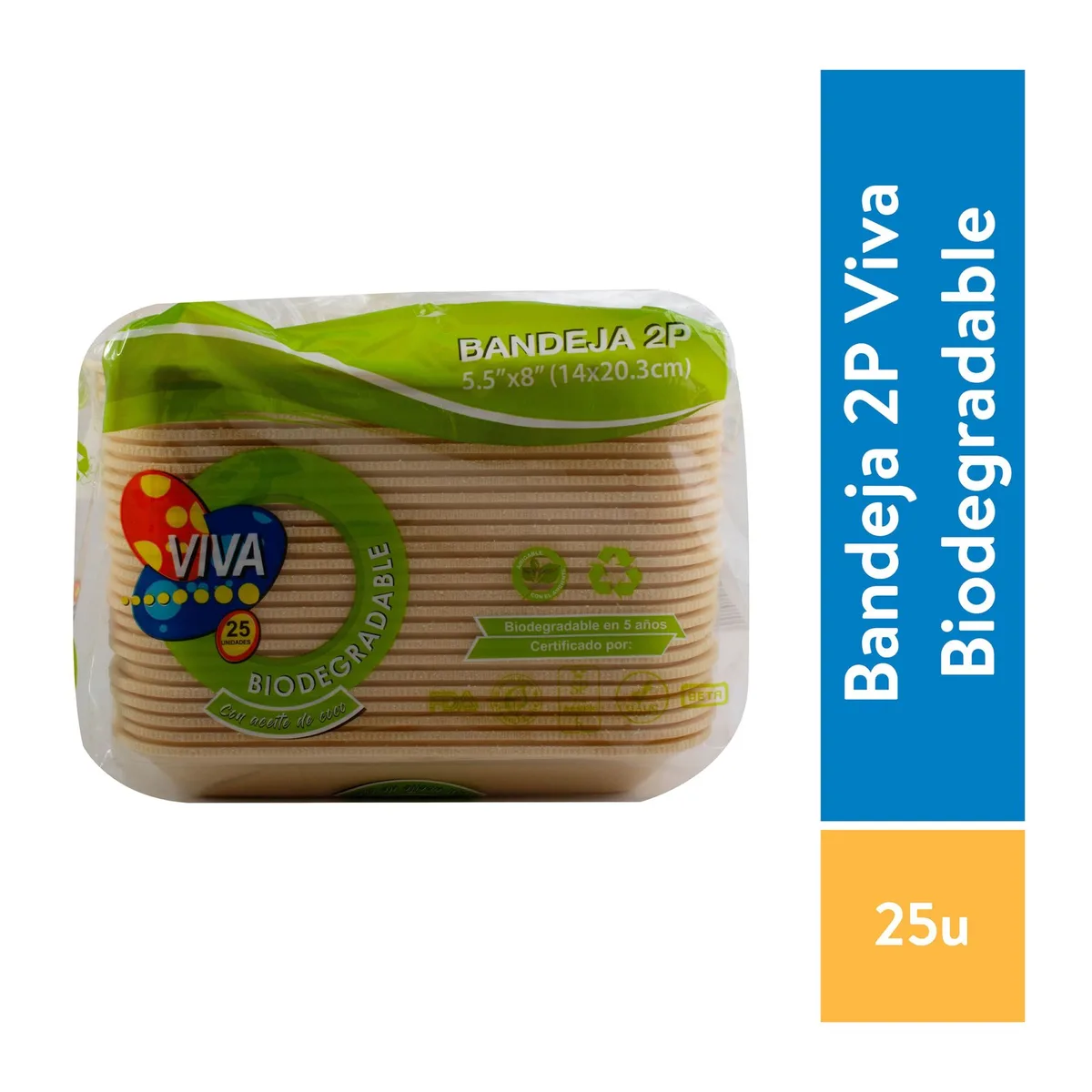 Bandeja Viva biodegradable – 25 Uds