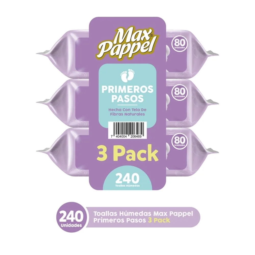 Toallitas Humedas Max Pappel Primeros pasos 3 pack – 240 uds
